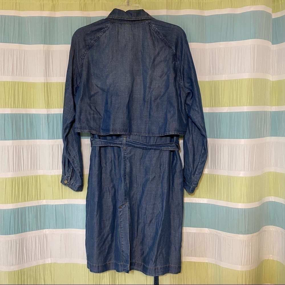 NWT cloth & stone Chambray Denim Trench Coat Jacket Sz Small - Picture 8 of 11